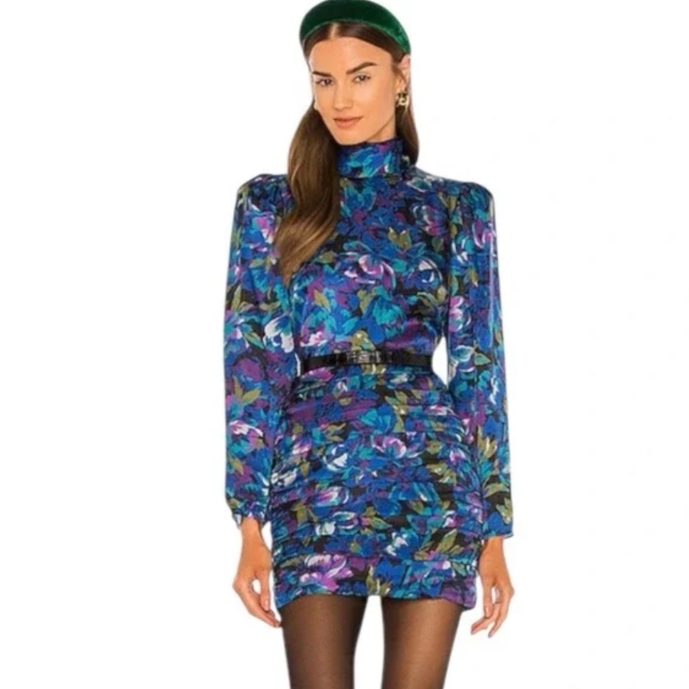Ronny Kobo Collection Annika Mini Long Sleeve Silk Blend Floral Dress